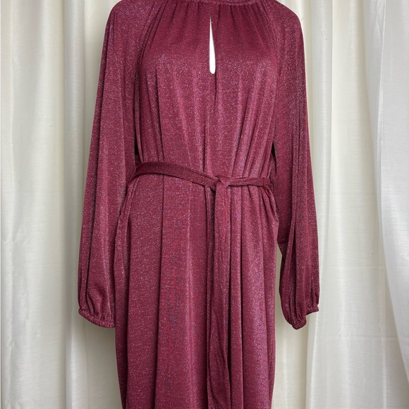 Eloquii Elements Glitter Shimmer Tie Waist Dress - Picture 1 of 12